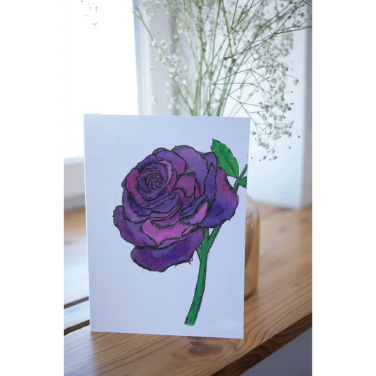 Purple Rose Art Print Greeting Card - Susan Mann Art