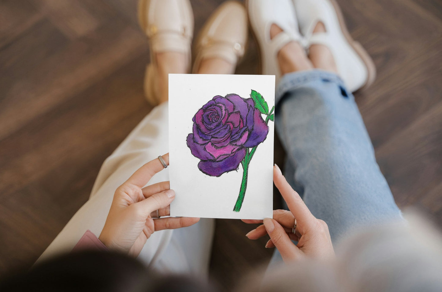 Purple Rose Art Print Greeting Card - Susan Mann Art