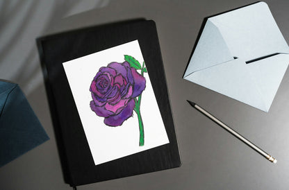 Purple Rose Art Print Greeting Card - Susan Mann Art