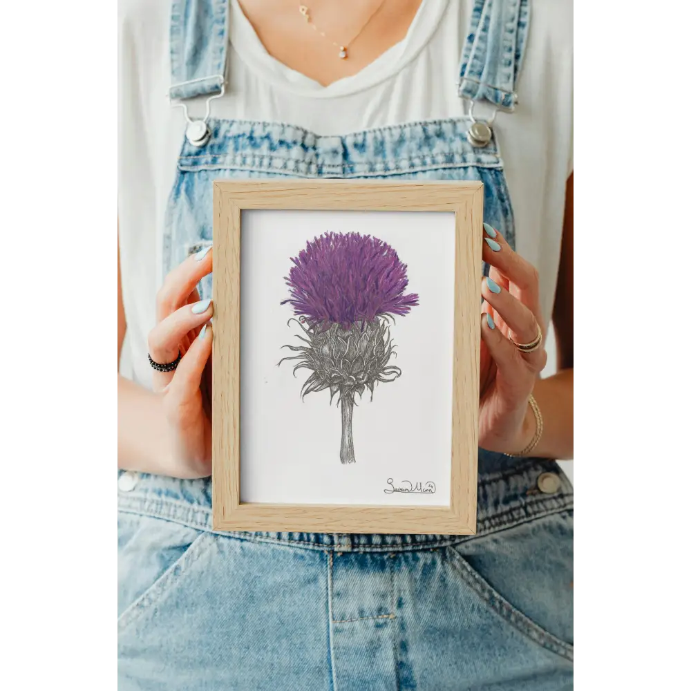 Purple Thistle At Print A5 Frame being held