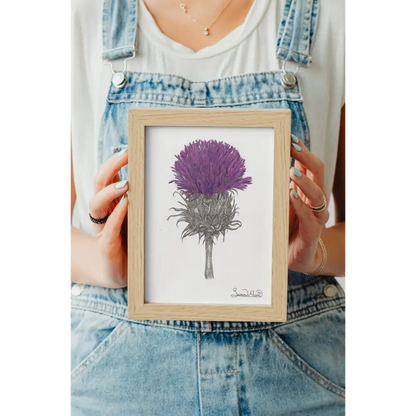 Purple Thistle At Print A5 Frame being held