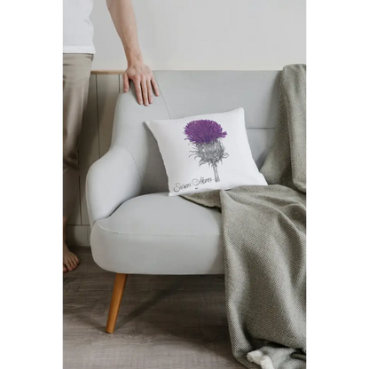 Purple Thistle Cushion with Blanket