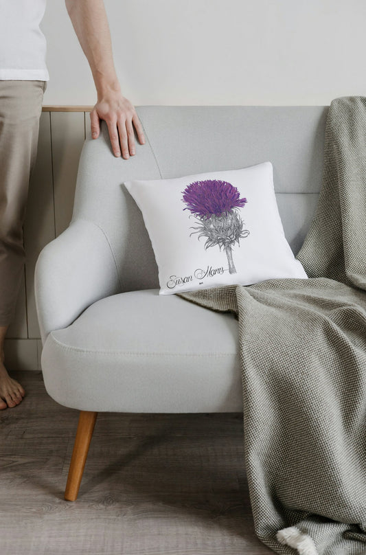 Purple Thistle Cushion with Blanket