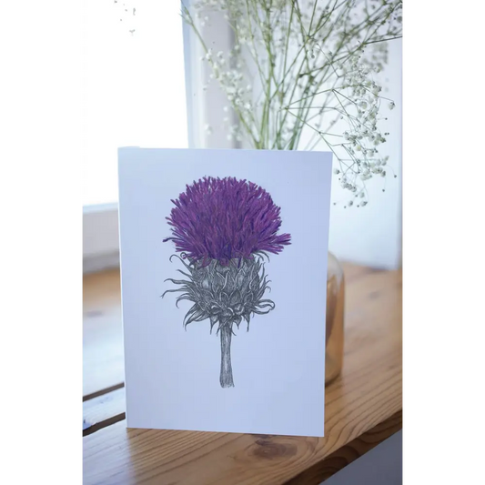 Purple Thistle Greeting Card - Susan Mann Art