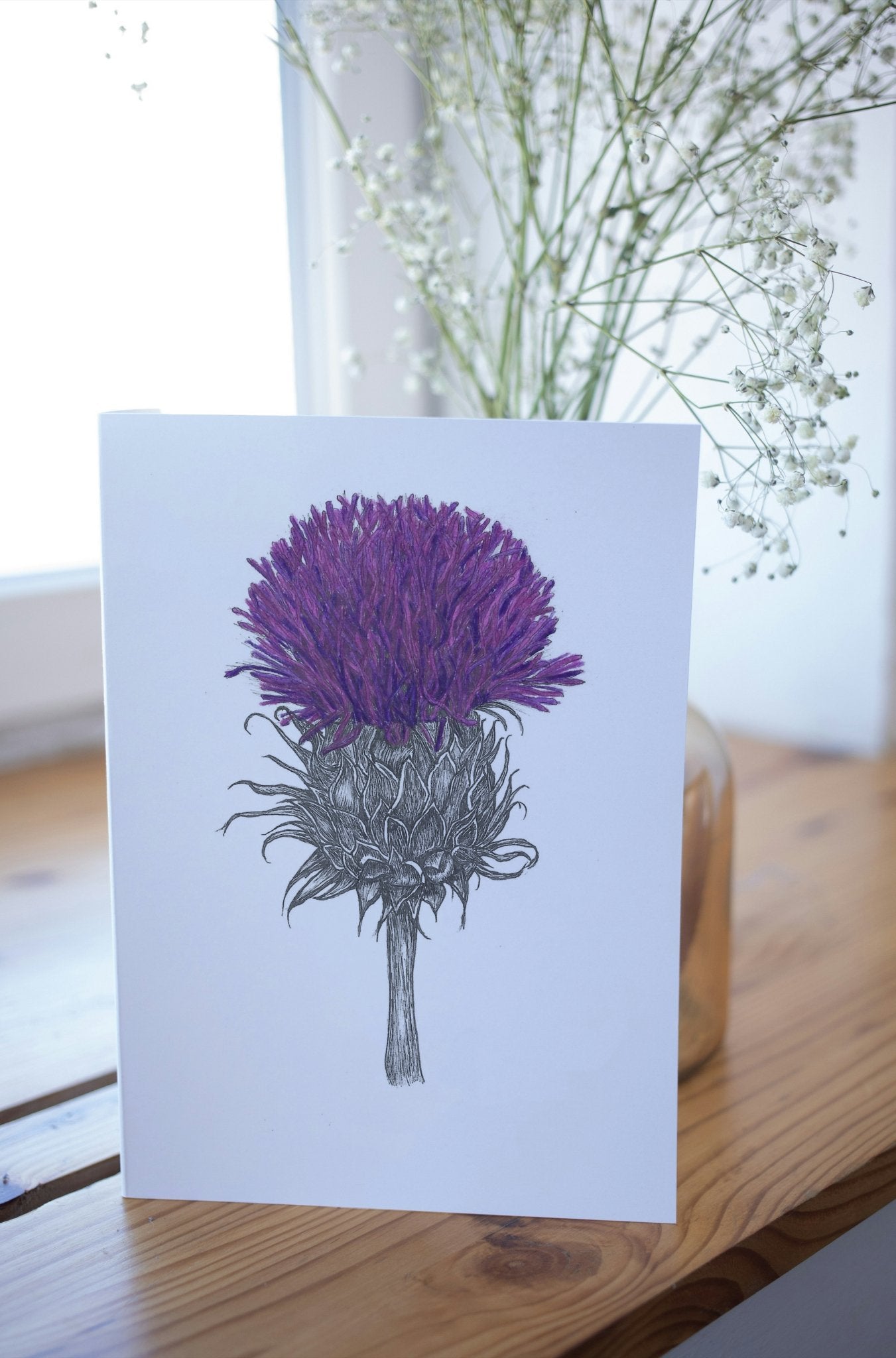 Purple Thistle Greeting Card - Susan Mann Art