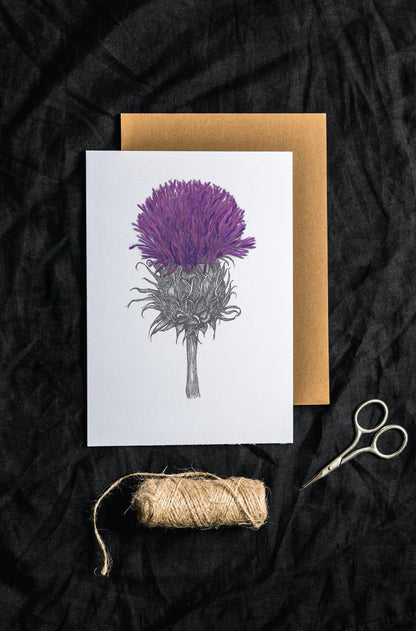 Purple Thistle Greeting Card - Susan Mann Art