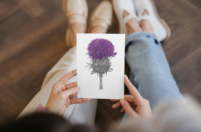 Purple Thistle Greeting Card - Susan Mann Art