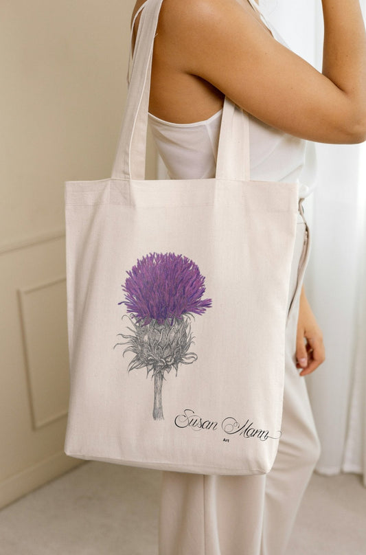 Purple Thistle Tote Bag