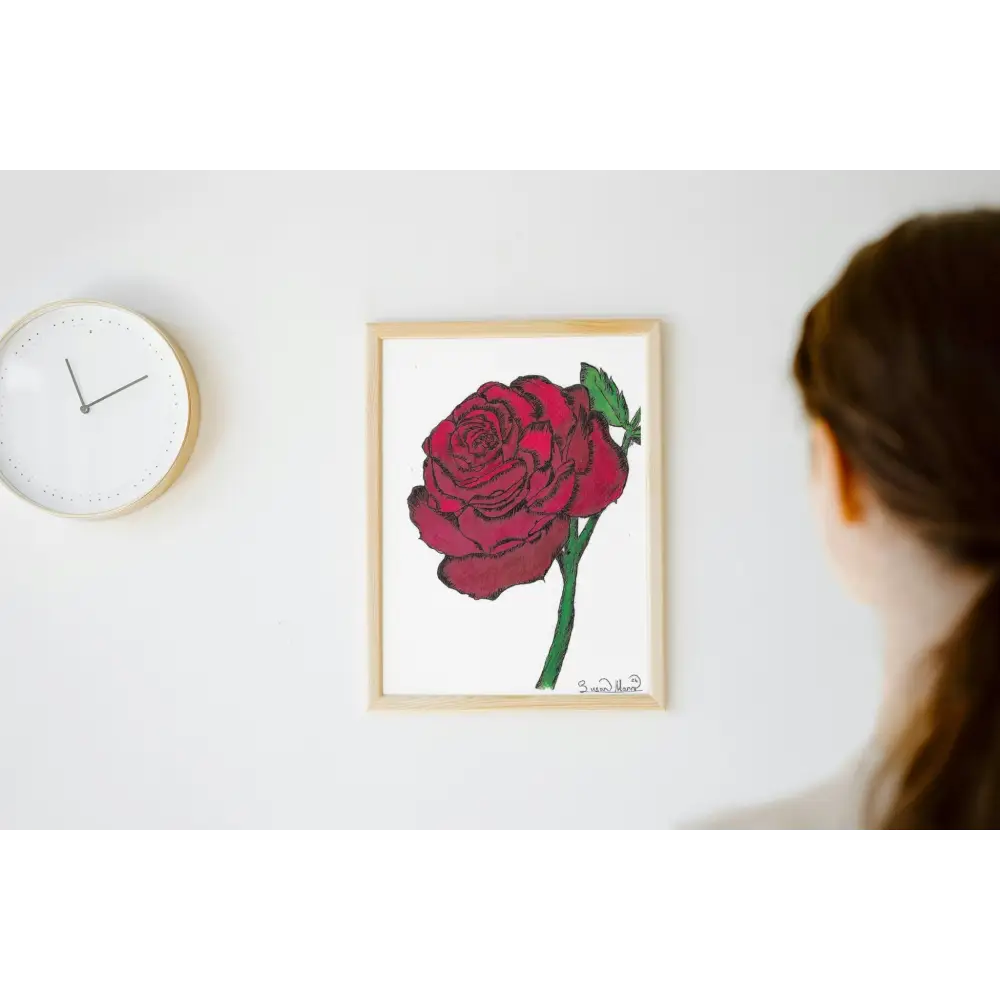 Red Rose Art Print - Susan Mann Art