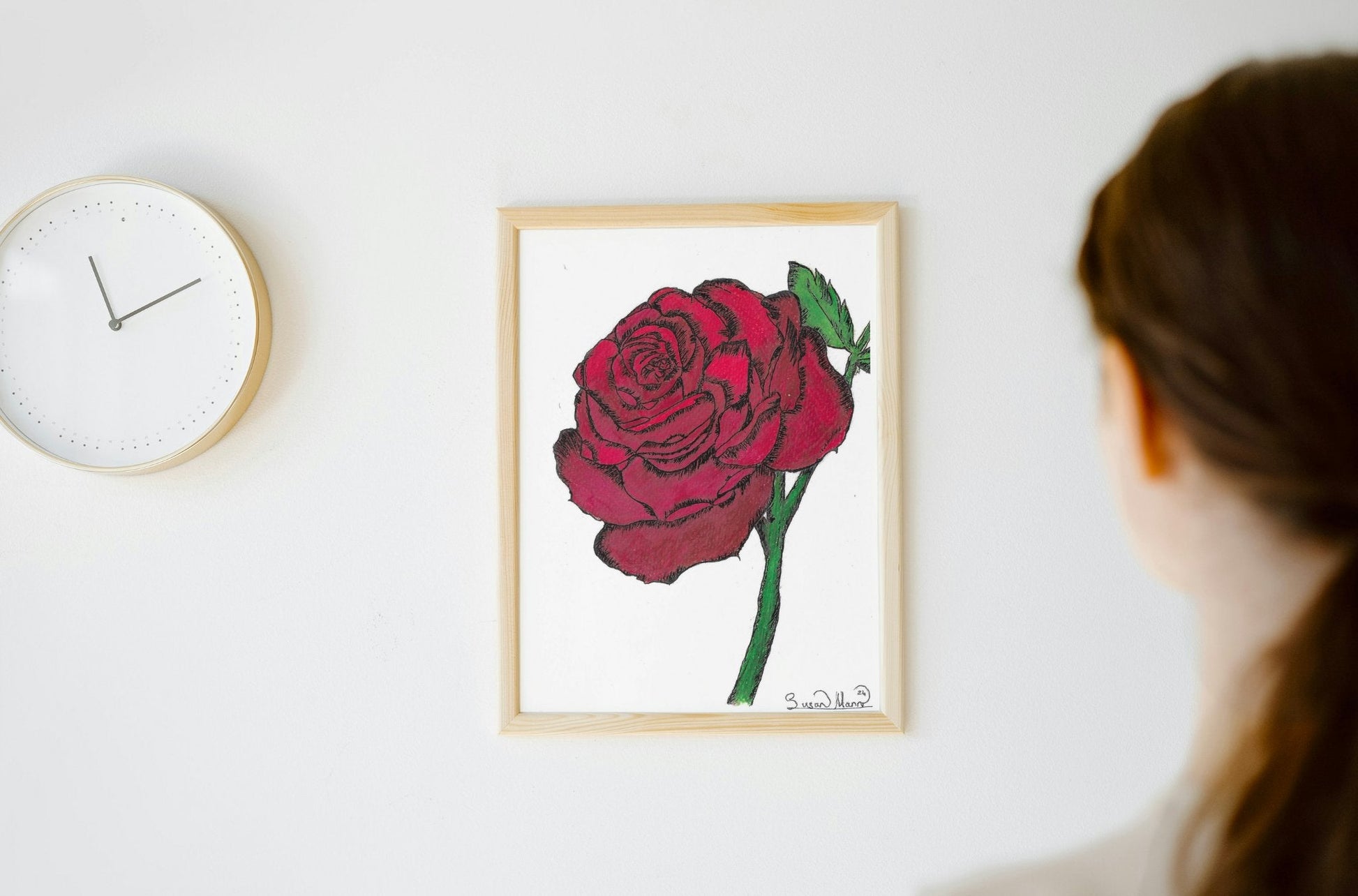 Red Rose Art Print - Susan Mann Art