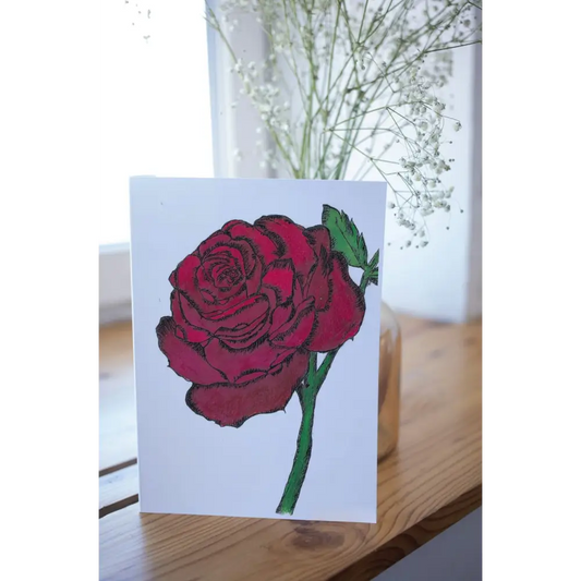 Red Rose Art Print Greeting Card - Susan Mann Art