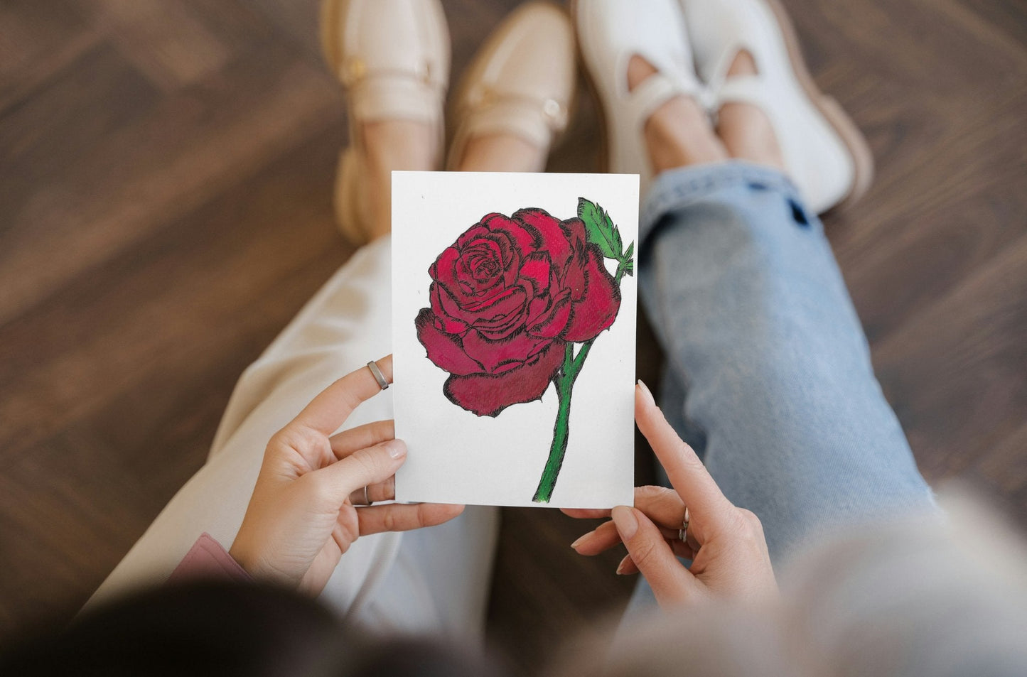 Red Rose Art Print Greeting Card - Susan Mann Art