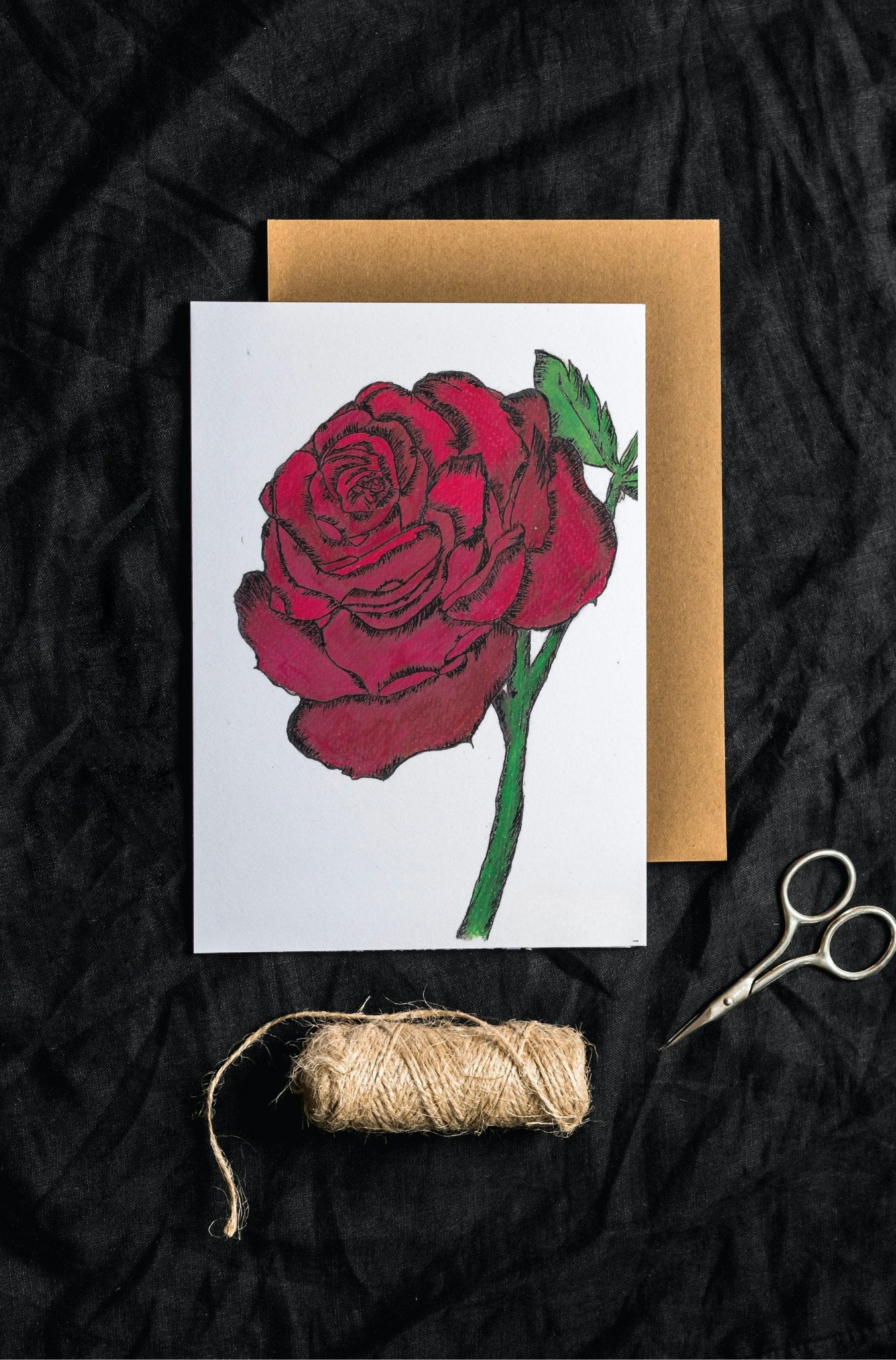 Red Rose Art Print Greeting Card - Susan Mann Art