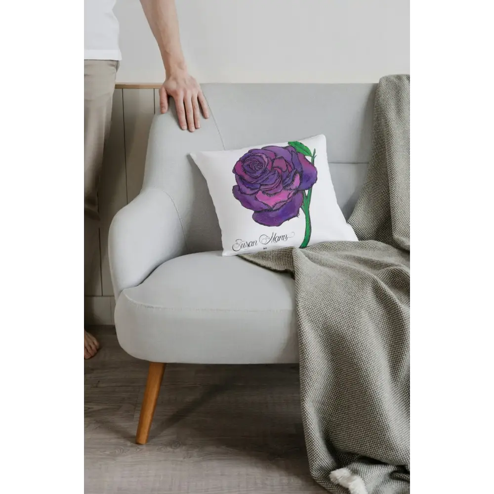 Purple Rose Cushion on chair