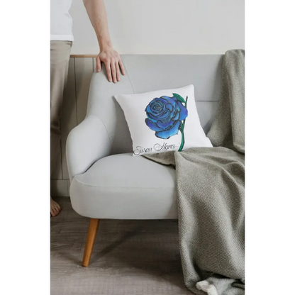 Blue Rose Cushion with Blanket