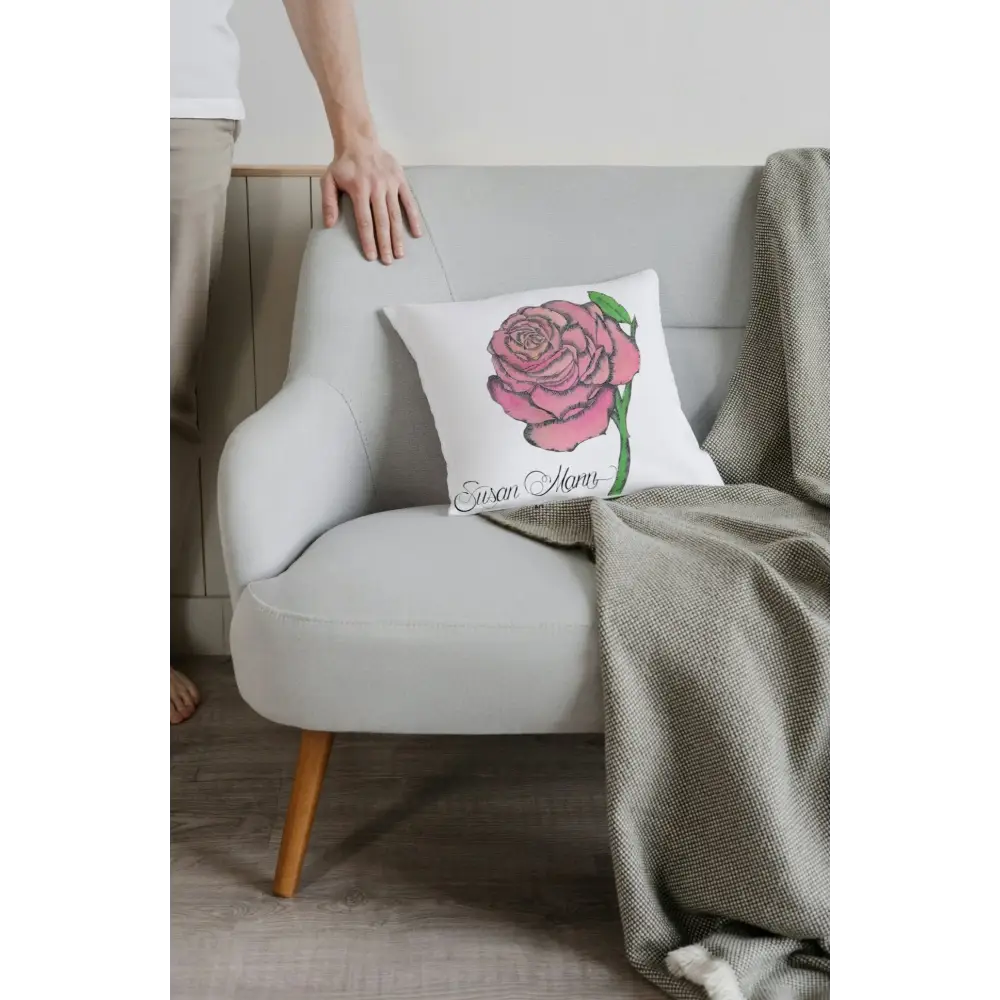 Rose Art Print Cushion Cover - Pink - Cushion Cover