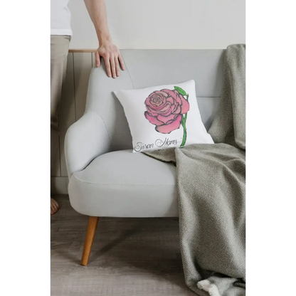 Rose Art Print Cushion Cover - Pink - Cushion Cover