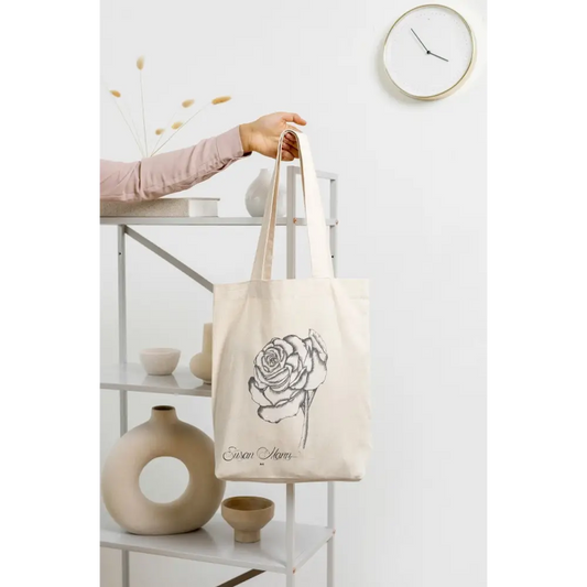 White Rose Tote Bag being held