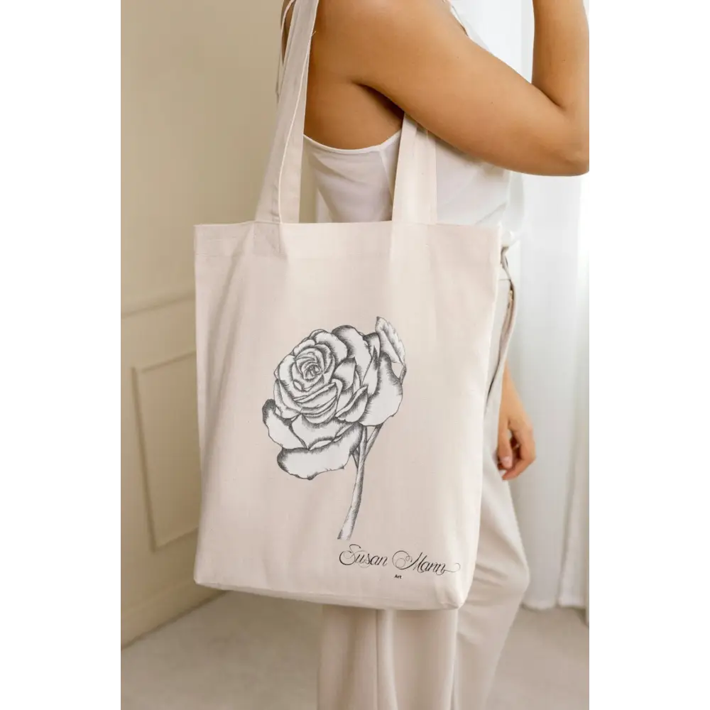 White Rose Tote Bag Carrying