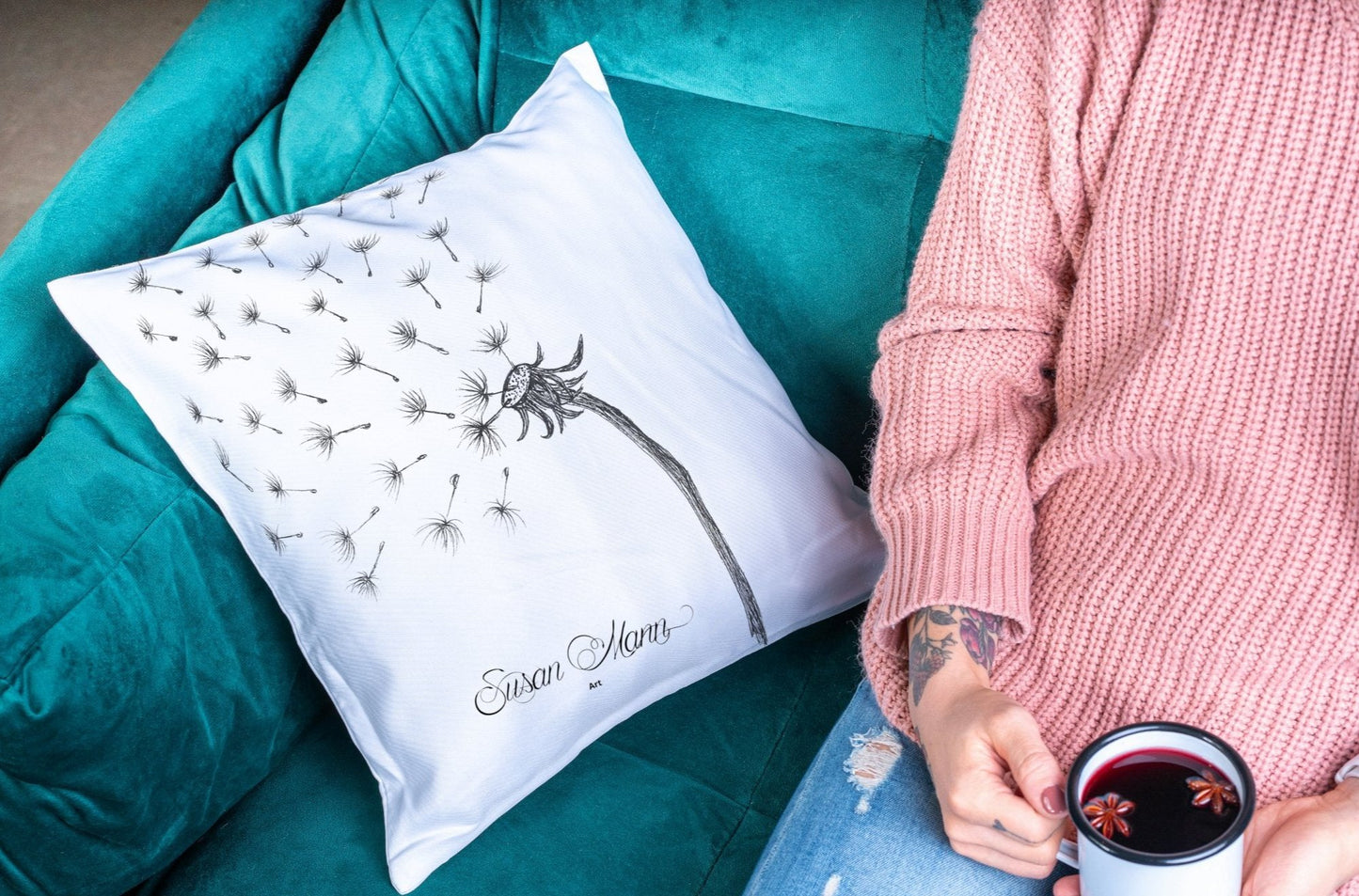 Dandelion Seeds Art Print Cushion Cover