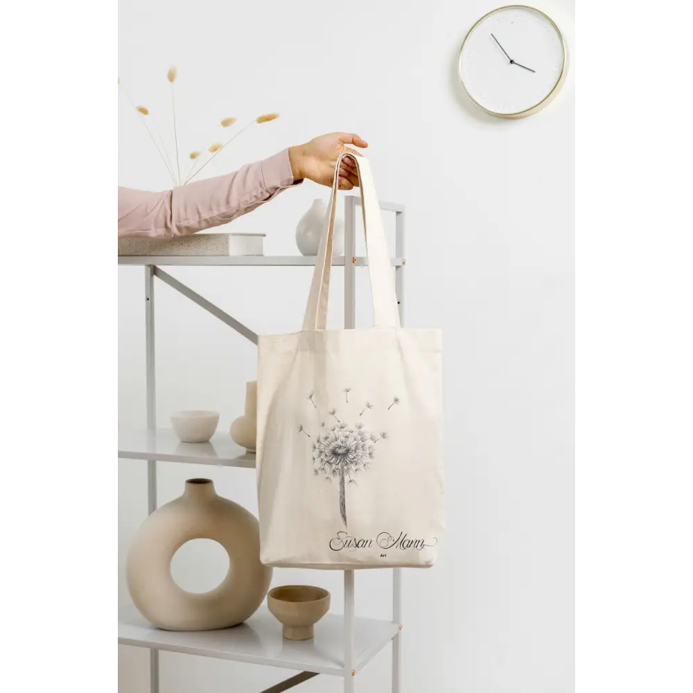 Single Dandelion Tote Bag being held