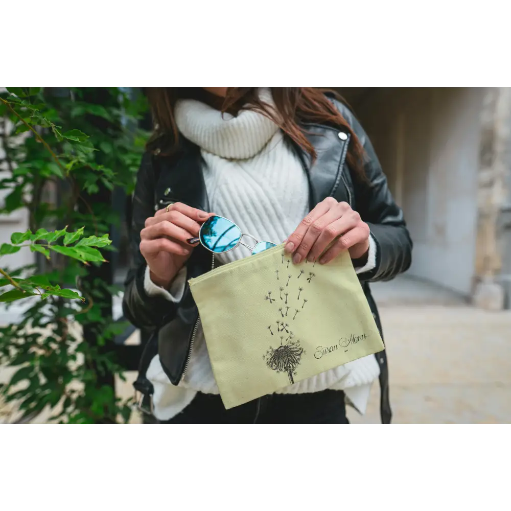 Small Dandelion Art Print Canvas Zipper Bag Natural