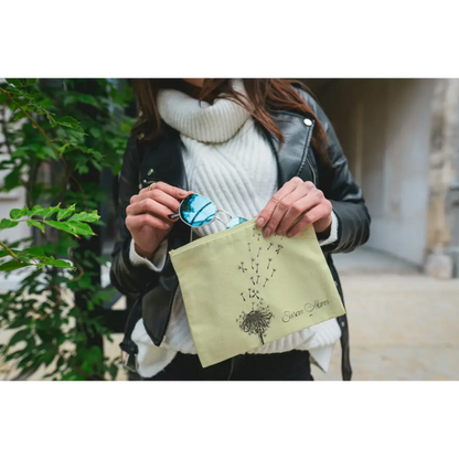 Small Dandelion Art Print Canvas Zipper Bag Natural