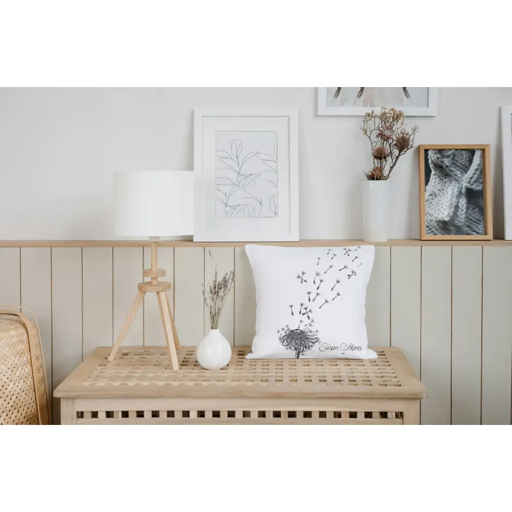 Small Dandelion Cushion on Ottoman