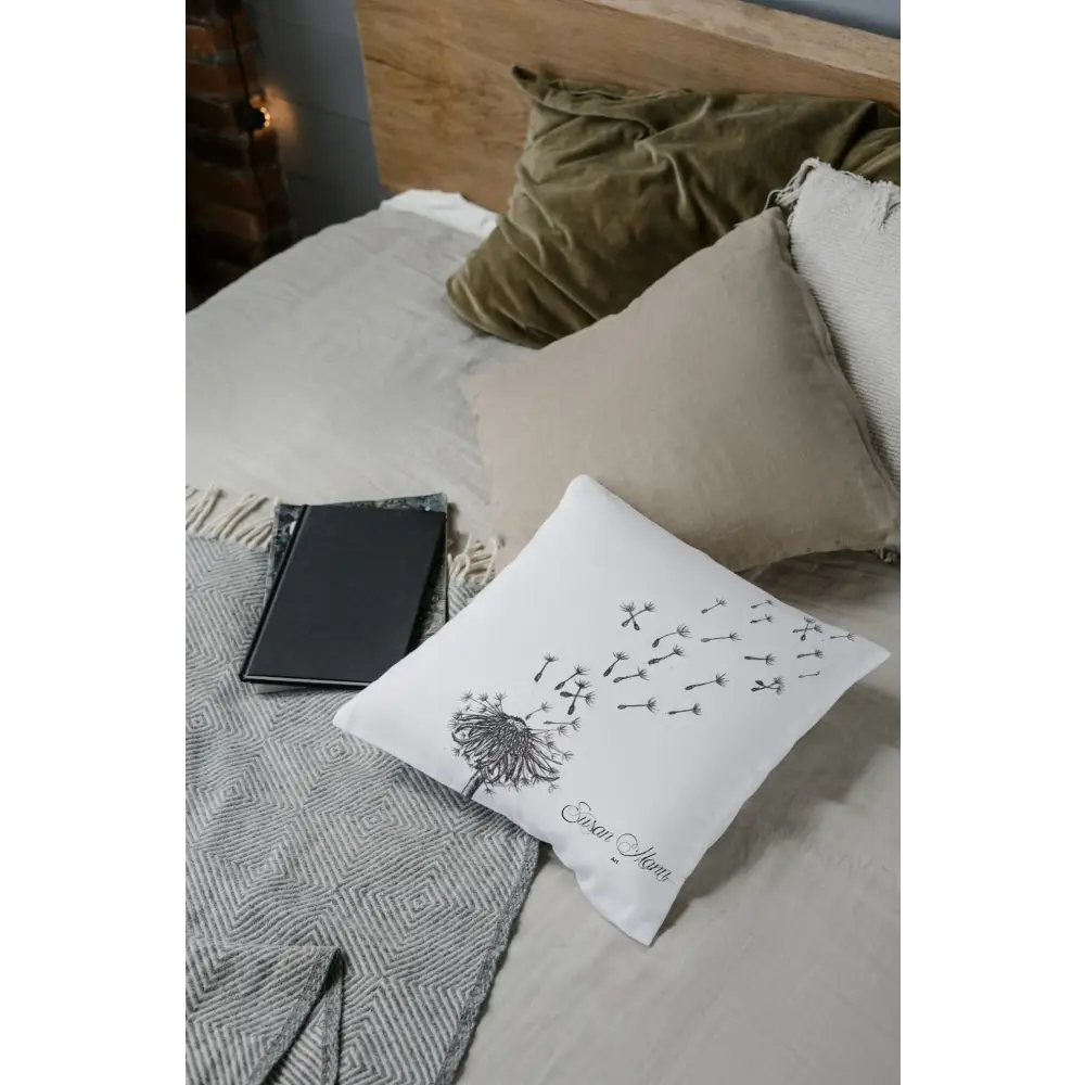 Small Dandelion Cushion on bed