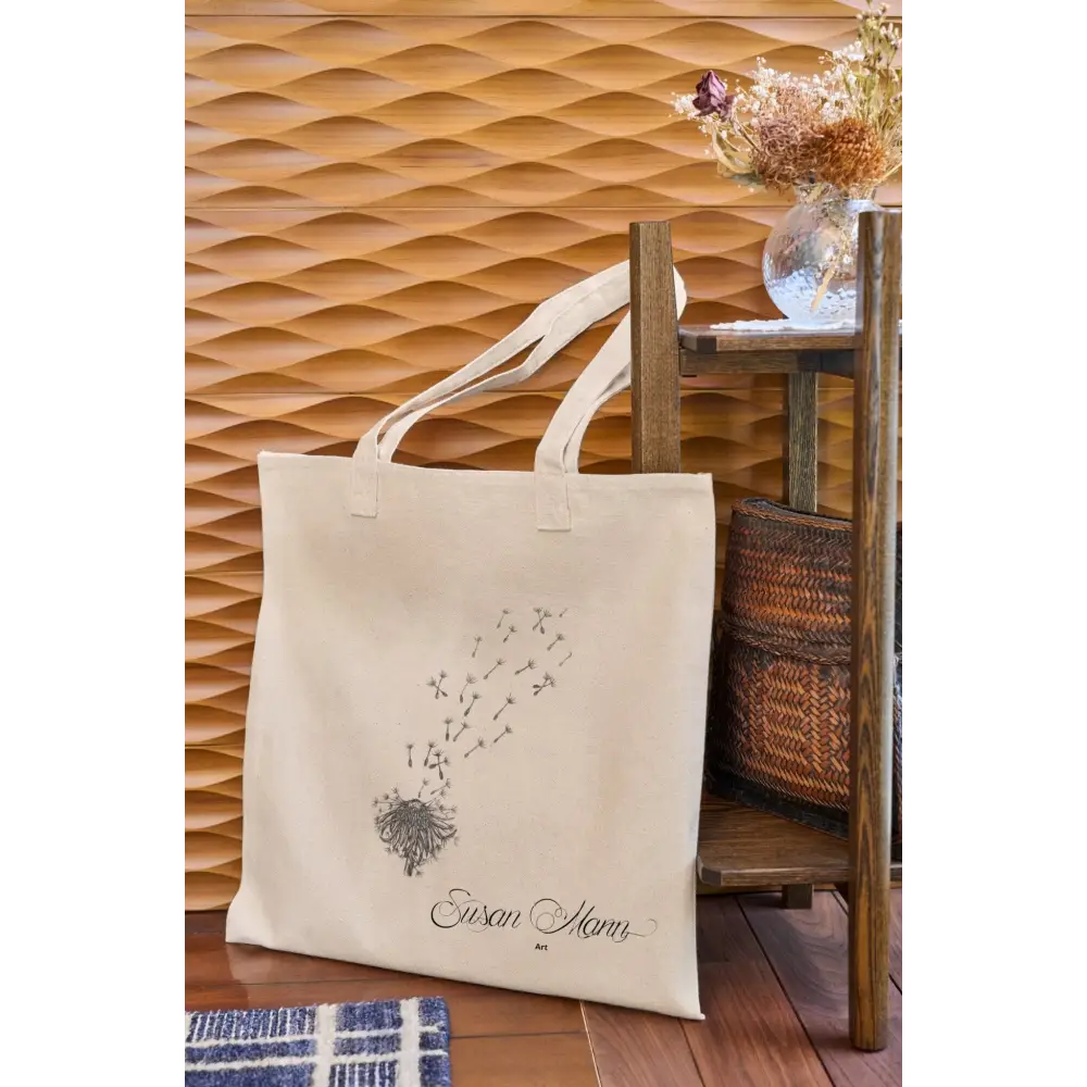 Small Dandelion Tote Bag Against Table