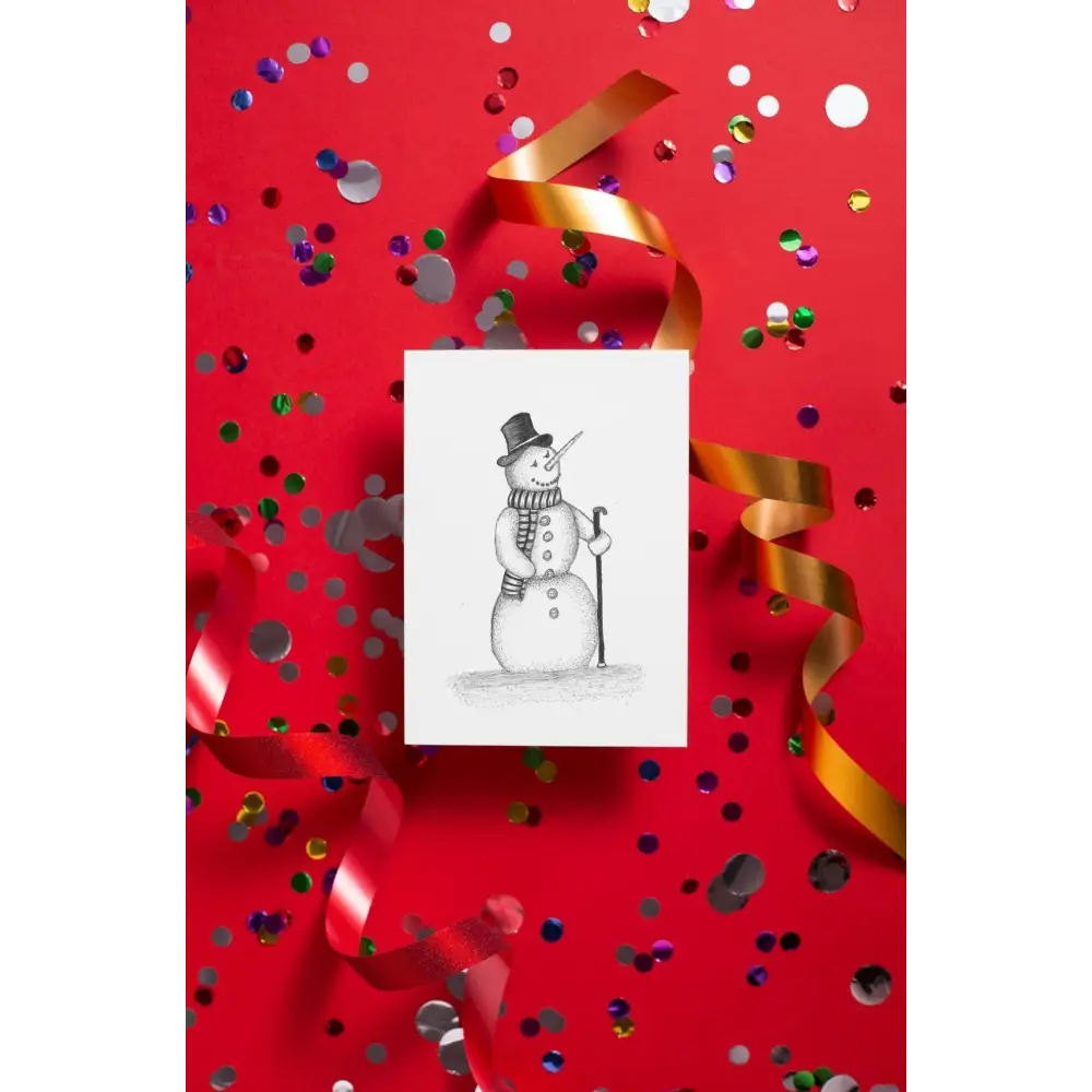 Snowman Art Print Christmas Greeting Card - Susan Mann Art