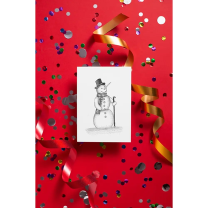 Snowman Art Print Christmas Greeting Card - Susan Mann Art