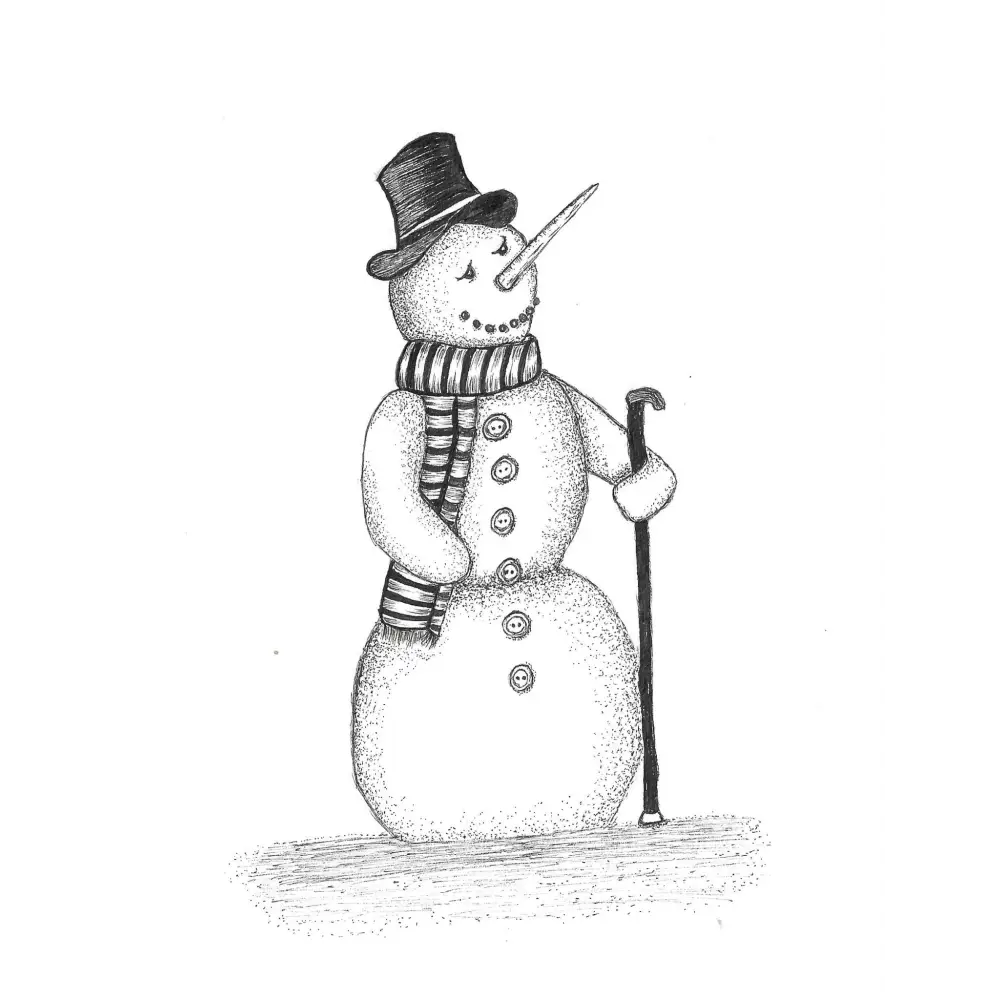 Snowman Art Print Christmas Greeting Card - Susan Mann Art