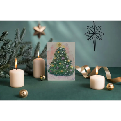 Sparkly Christmas Tree Art Print Greeting Card - Susan Mann Art