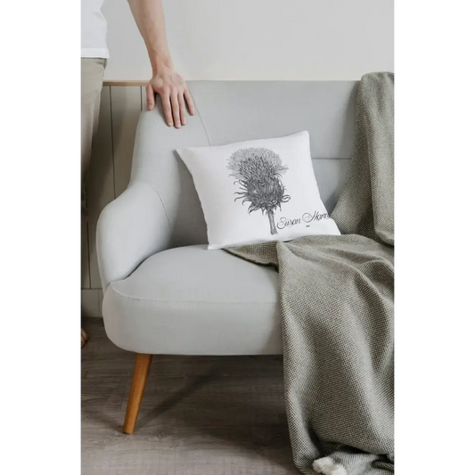 Black and White Thistle Cushion with Blanket