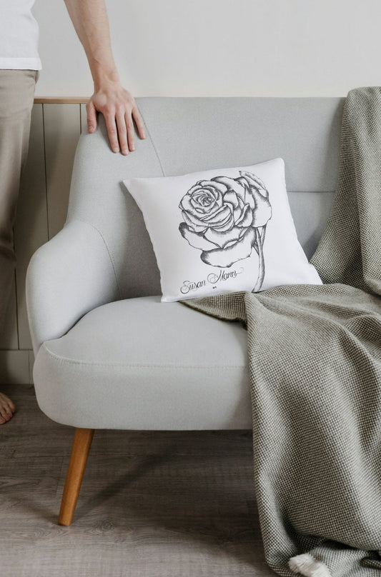 White Rose Cushion with Blanket