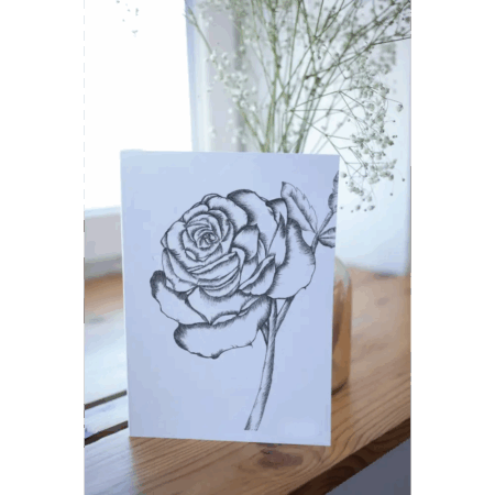 Black and White Rose Art Print Greeting Card - Susan Mann Art