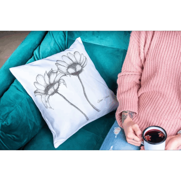 Daisy Art Print Cushion Cover - Susan Mann Art