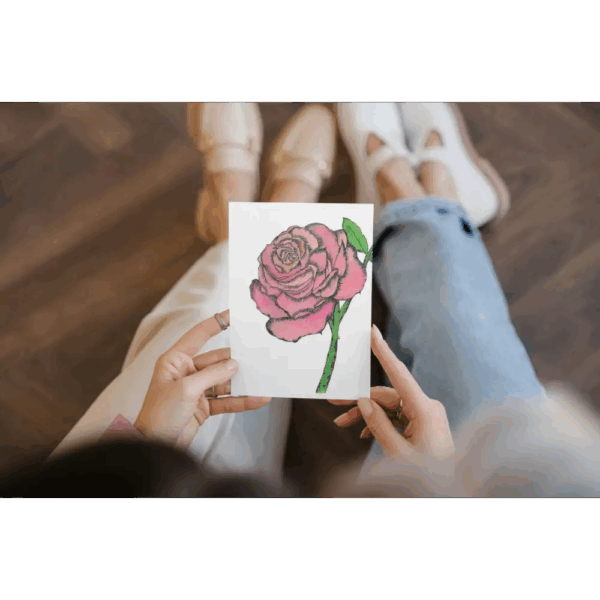 Pink Rose Art Print Greeting Card - Susan Mann Art