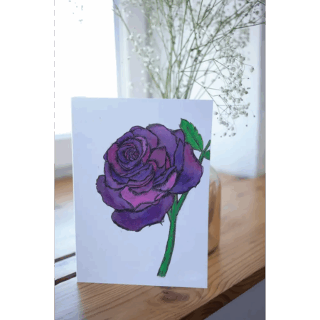 Purple Rose Art Print Greeting Card - Susan Mann Art