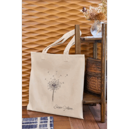 Single Dandelion Tote Against Table